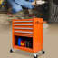 Chariot à outils orange à 4 tiroirs avec roulettes - construction en acier robuste et simple - mouvement de tiroir à roulement pour la construction d'outils de garage-1138661424