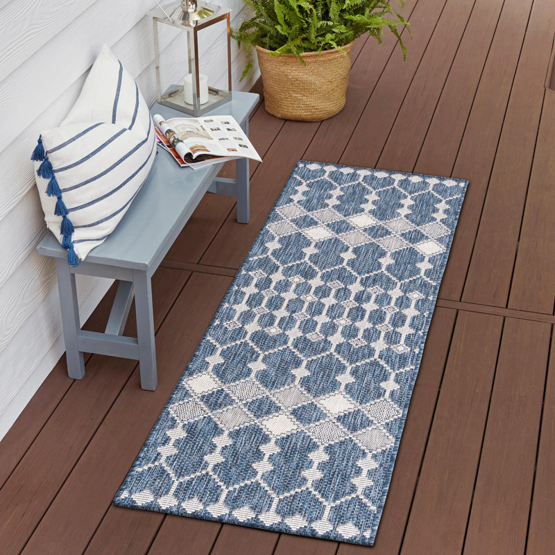 Outdoor Preen Area Rug Denim Color, Runner 2'11" x 10'