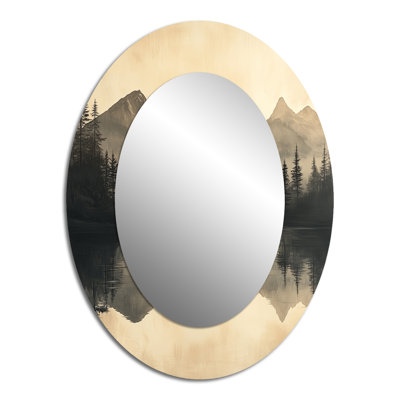 Grey Minimalism Norway Winter Landscapes II - Traditional Oval Wall Mirror