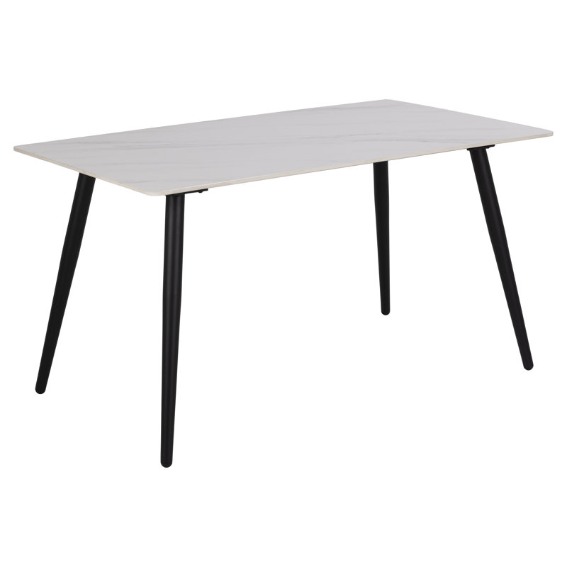 Nicky Stone Top Metal Base Dining Table, White