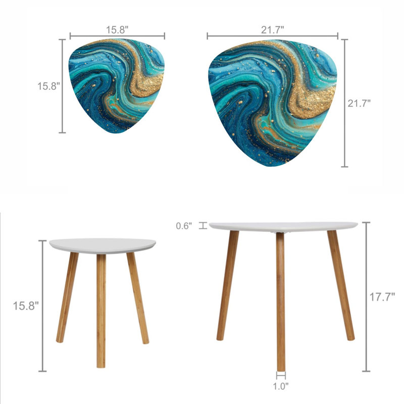 Ensemble de 2 tables basses gigognes Triangle, Teal