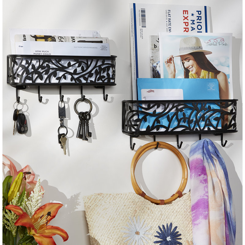 Courrier mural gace avec crochets pour clés, H 3 po x l 11 po x P 2,25 po