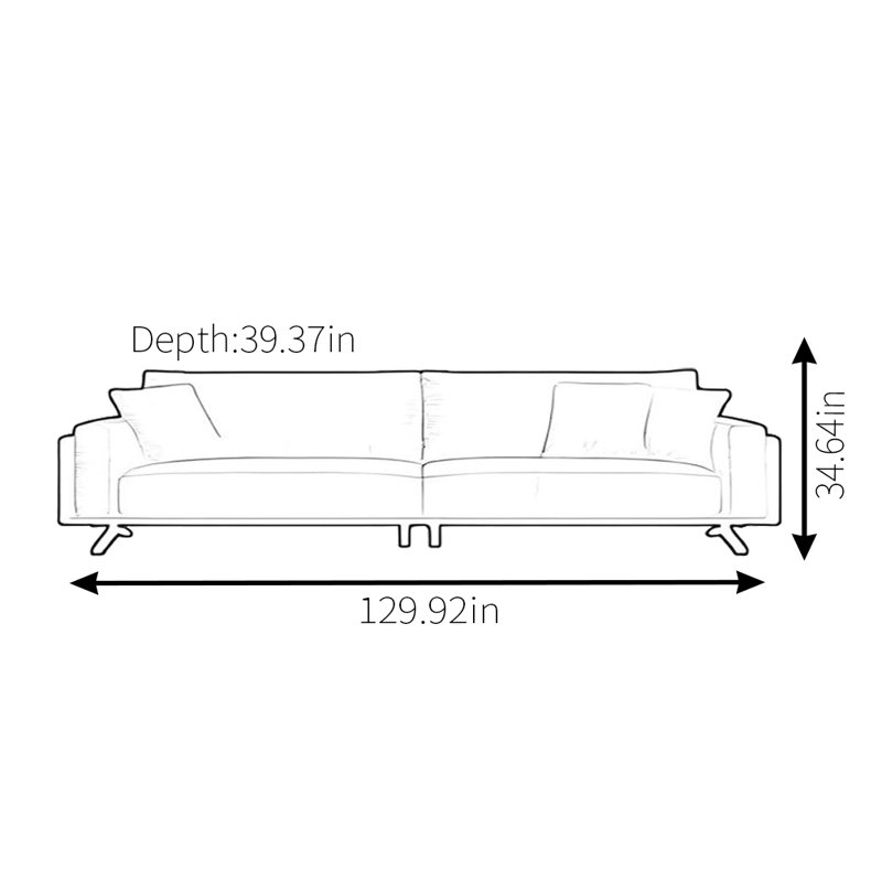 Canapé moderne simple noir, 4, H 34,64 po x l 129,92 po x P 39,37 po