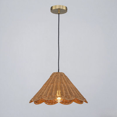 1-Light Organic Rattan Pendant Light