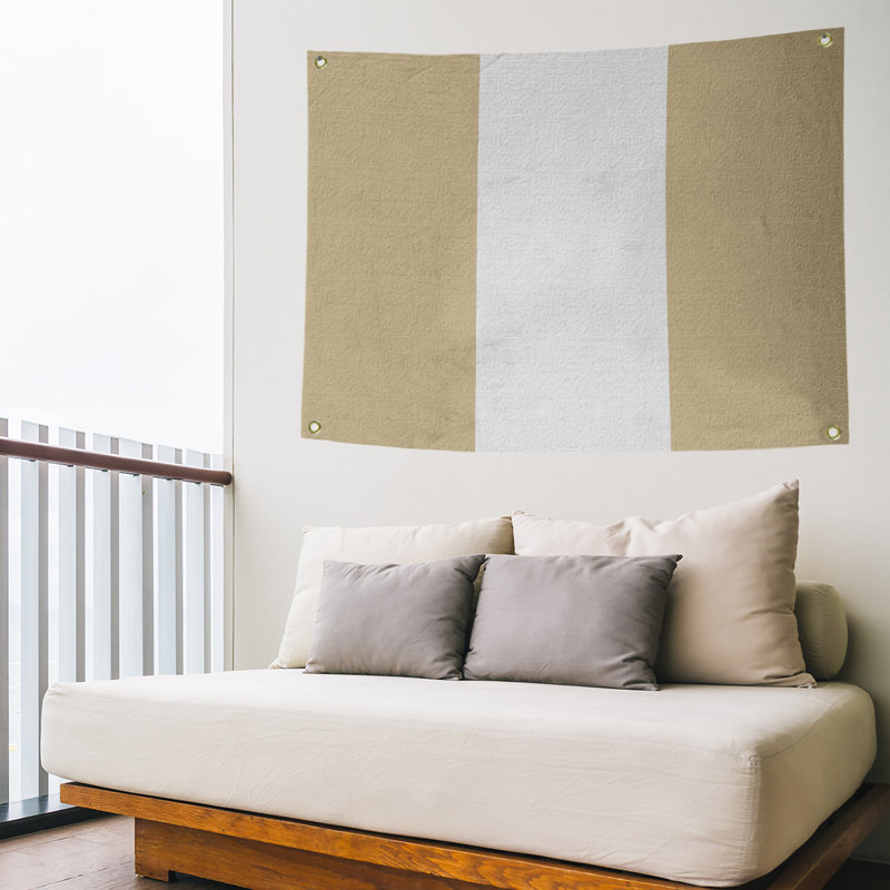 Tapisserie de polyester de nouvelle-orléans, H 59 po x l 80 po, Doré / Blanc
