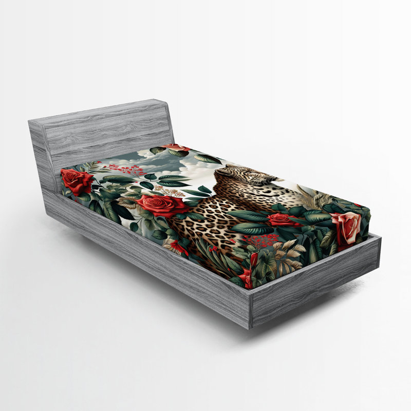 Microfiber Floral Fitted Sheet, Twin Fitted Sheet