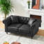 Canapé en tissu 66 po Chesterfield ‌Tech, canapé à accoudoirs roulés en tissu High-Tech, canapé rembourré de style Mid-Century, canapé 2 places pour salon, bureau, appartement, noir