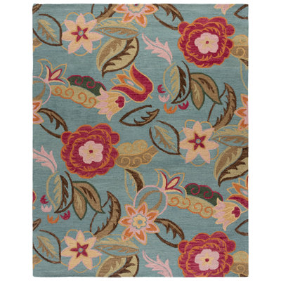 Emrick Hand Hooked Wool Floral Rug