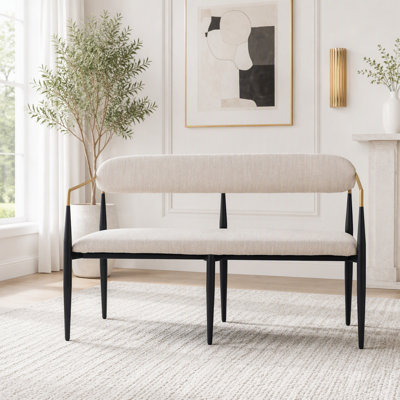 Metal Loveseat Settee with Gold Trim
