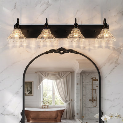 Textured Coffee Bronze Vanity Lights With Clear Glass Shade