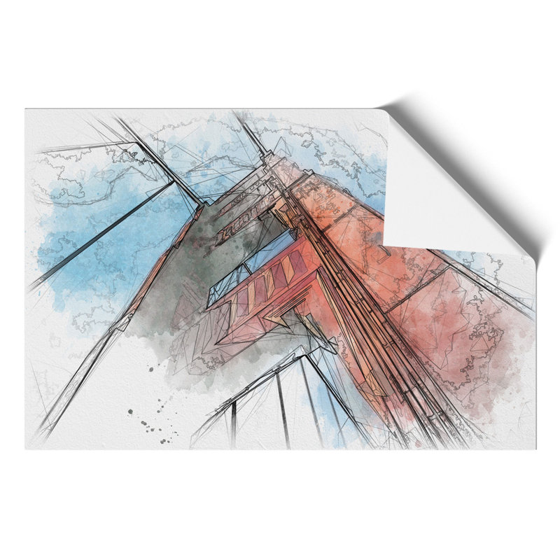 Golden Gate Bridge Sketch - Frameless Print, 30cm H x 42cm W x 0.1cm D