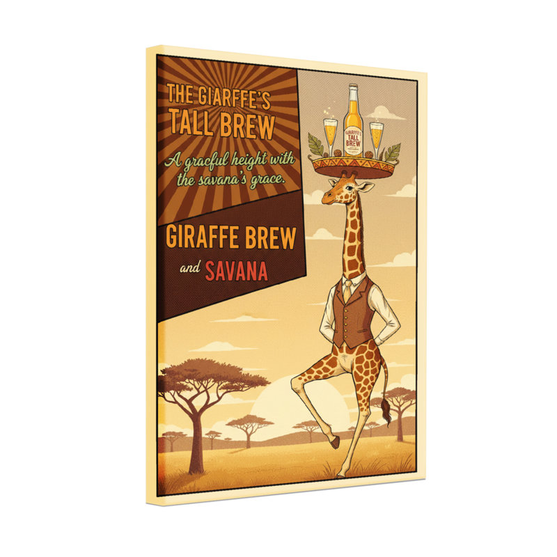 Mode girafe avec plateau et fond Savana, H 18 po x l 12 po