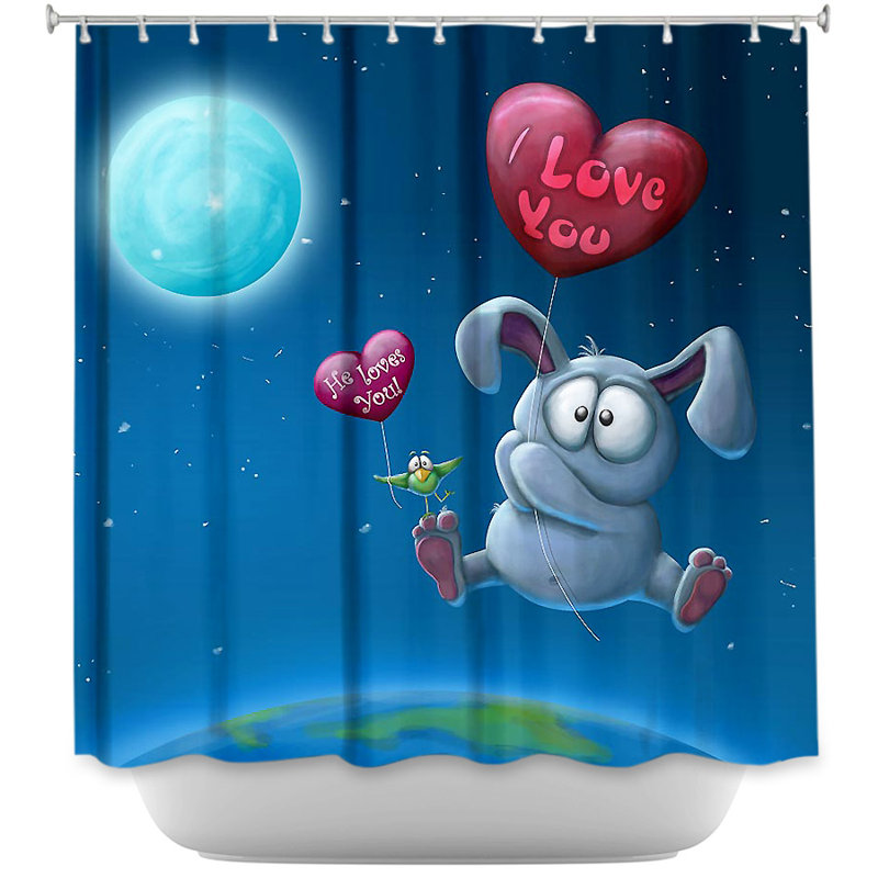 Rideau de douche simple ballon lapin