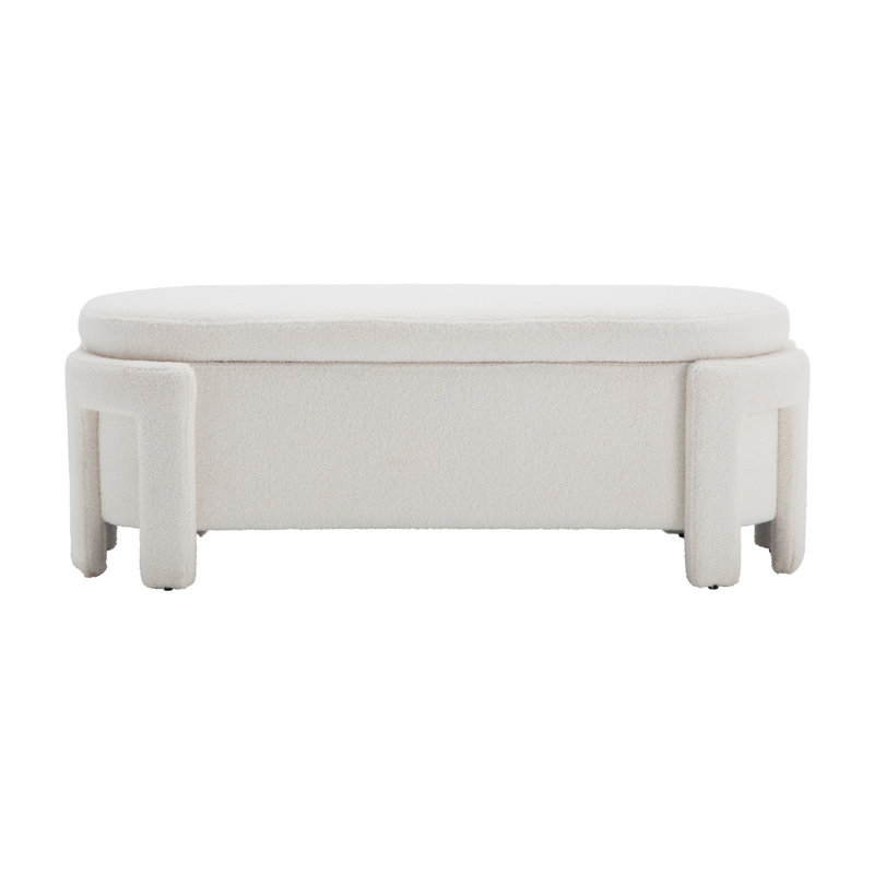 Banc de rangement rembourré en polyester Lalanya, Blanc