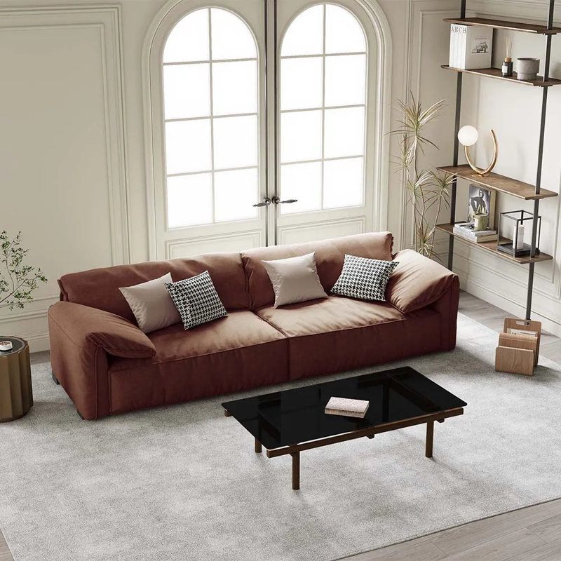 Canapé Minimalist, Brun-rouge, H 30,71 po x l 110,24 po x P 43,3 po, 4