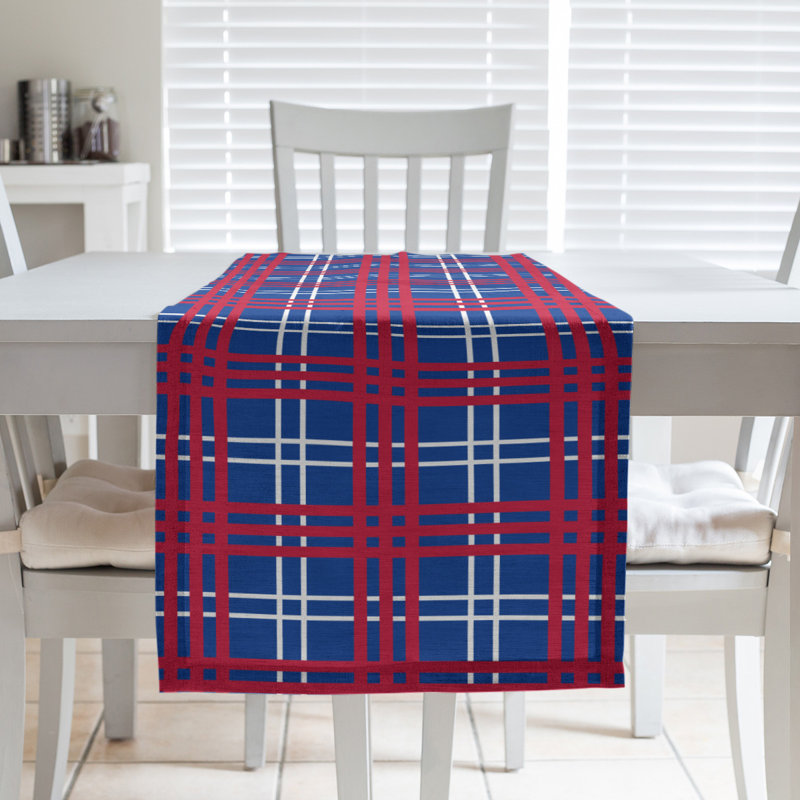 Chemin de table en polyester payant, L 72 po x l 16 po, Bleu / blanc / rouge