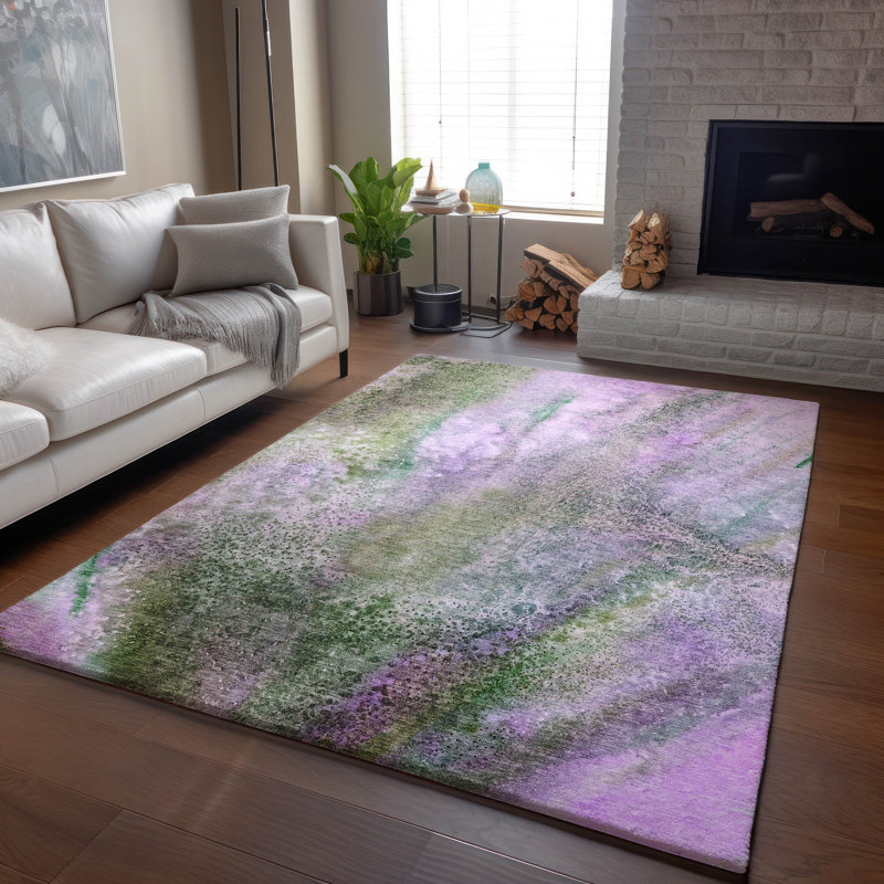 Tapis mauve Premium lavable à la machine Cerrito AMF505, Rectangle 2 pi 6 po x 3 pi 10 po