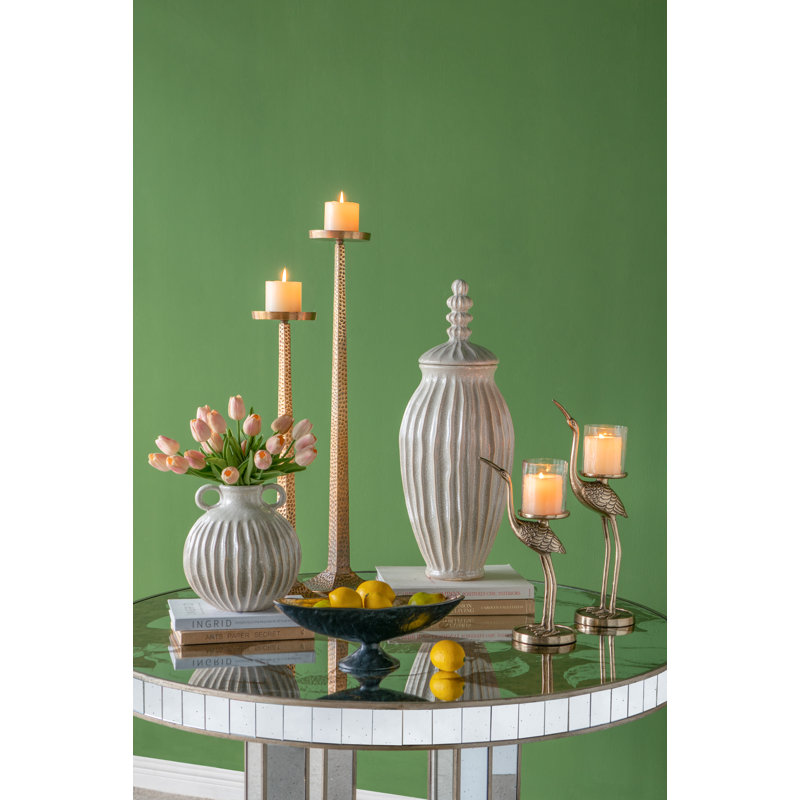Large Aluminum Pillar Candle Holder 7"Dia. .5" x 32" Bronze, 31.5" H x 7.3" W x 7.3" D