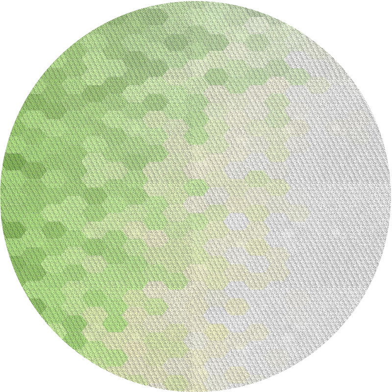 Tapis vert/blanc à motifs, Rond 8 pi