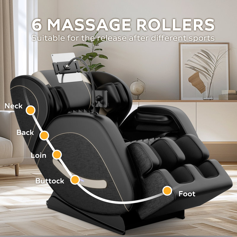 CloudRest Zero Gravity Full Body Massage Chair with Heat Foot Rollers Bluetooth Audio and 5 Auto Modes, Black