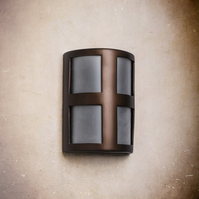 Applique murale d'extérieur en céramique Coan, ampoule DEL incluse, Bronze huilé, H 13 po x l 9,5 po x P 5 po