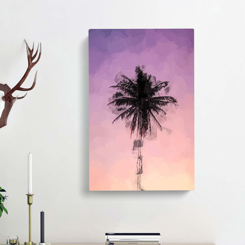 Summer Palm Tree In Abstract - Wrapped Canvas, 76cm H x 50cm W x 3cm D