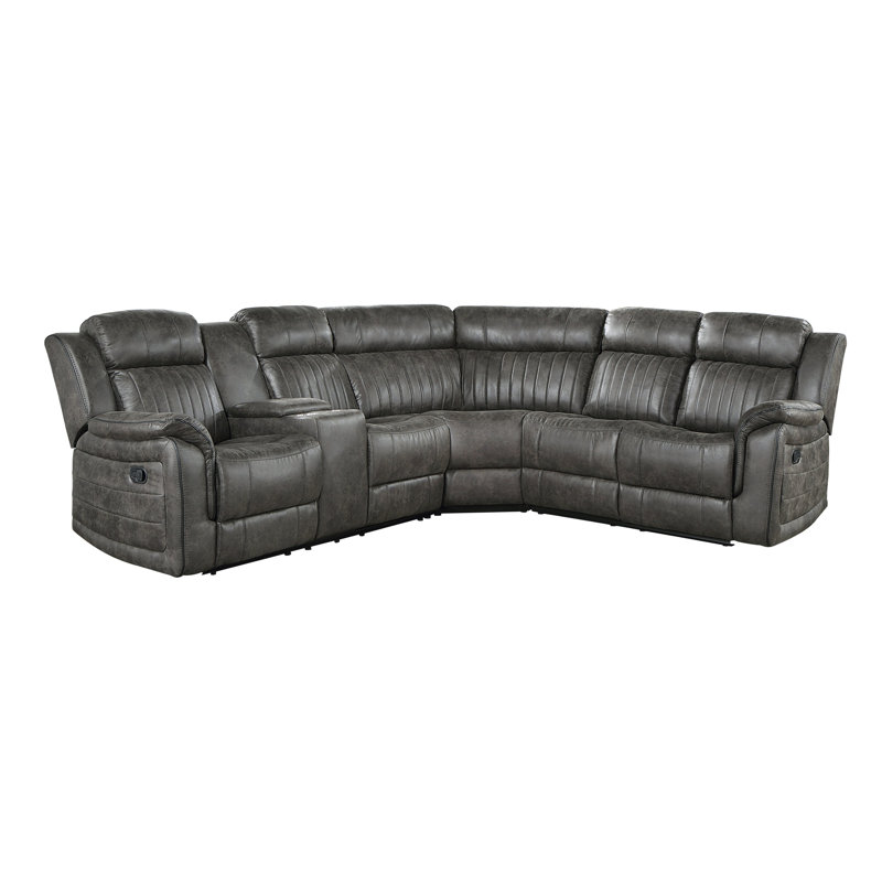 Canapé modulaire inclinable Hisse LAF, Microfibre / microsuède gris brunâtre