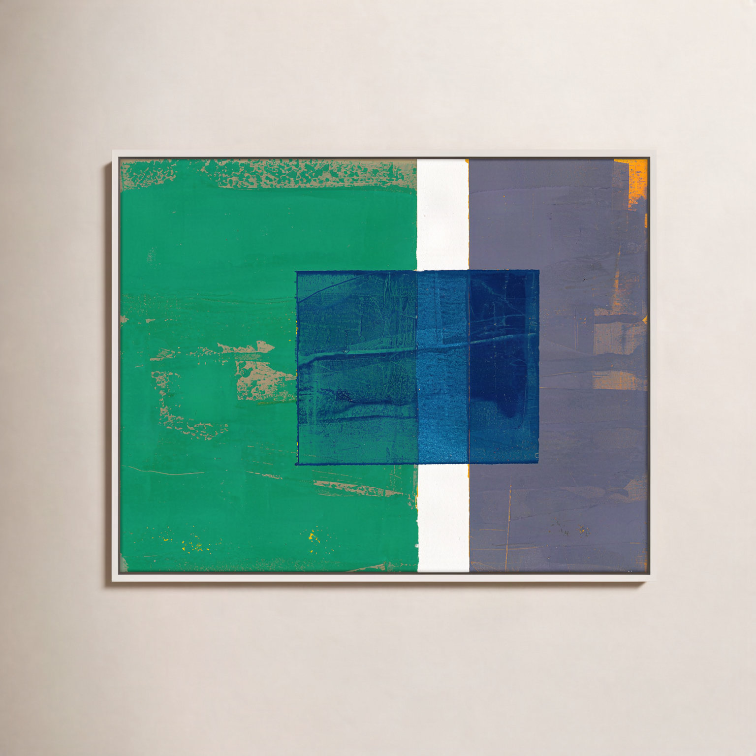 Bold In Blue 1 by Andrea Stokes, 20" H x 25" W x 1.38" D, White Framed