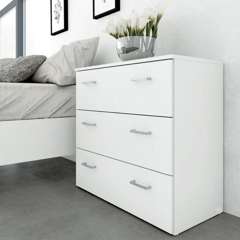 Orval 74.1cm W 3 - Drawer Chest of Drawers, White