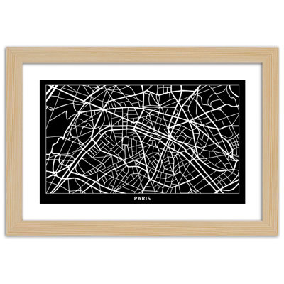 City Map of Paris 1 Piece Single Picture Frame Wall Art