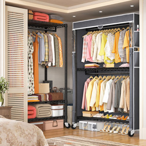 Latitude Run® 445lbs Rolling Clothes Rack With Cover, 81