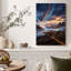 "Blue and Orange Light Trails Over Mountain Lake", art mural-858497834