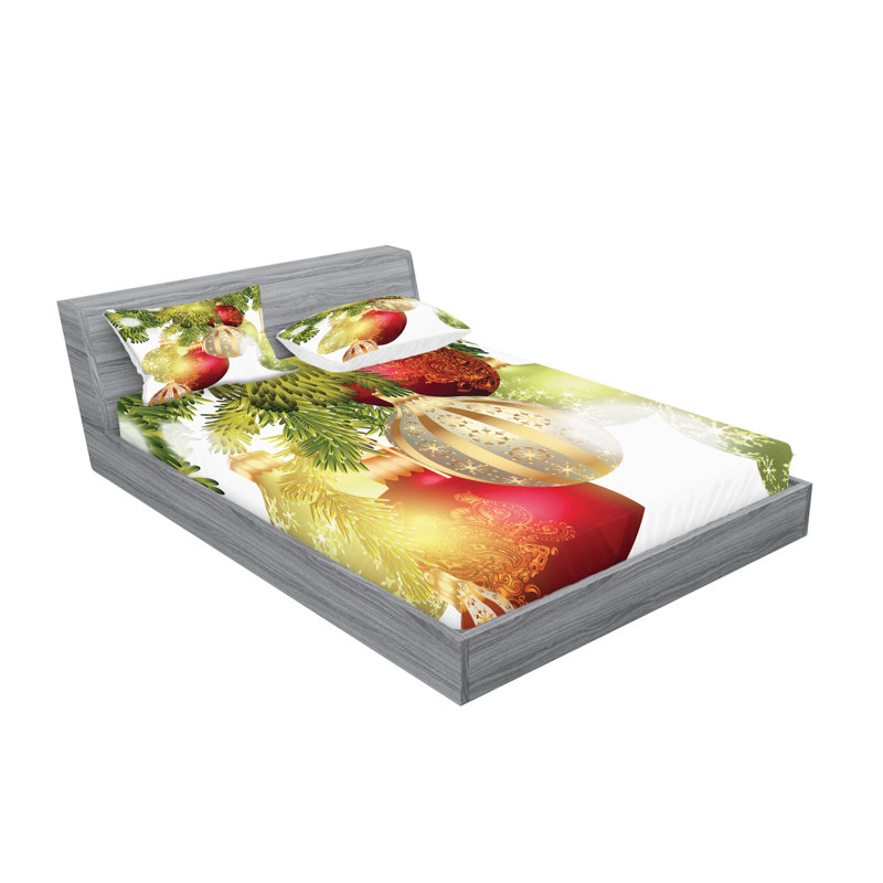 Multicolore ensemble de draps et taies décoratives Ambesonne, Ensemble de draps pour grand lit avec 4 taies d'or