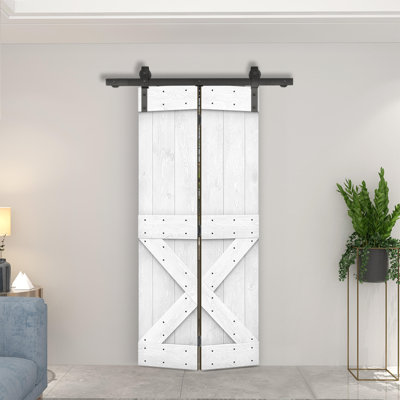 84'' Solid Wood Barn Doors without Installation Hardware Kit Bi-Fold