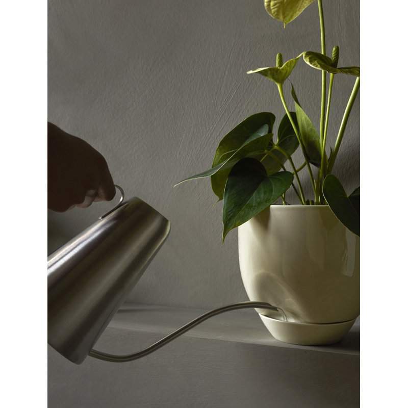 Meira Ceramic Planter, Ashen, 7.8" H x 7.8" W x 7.8" D