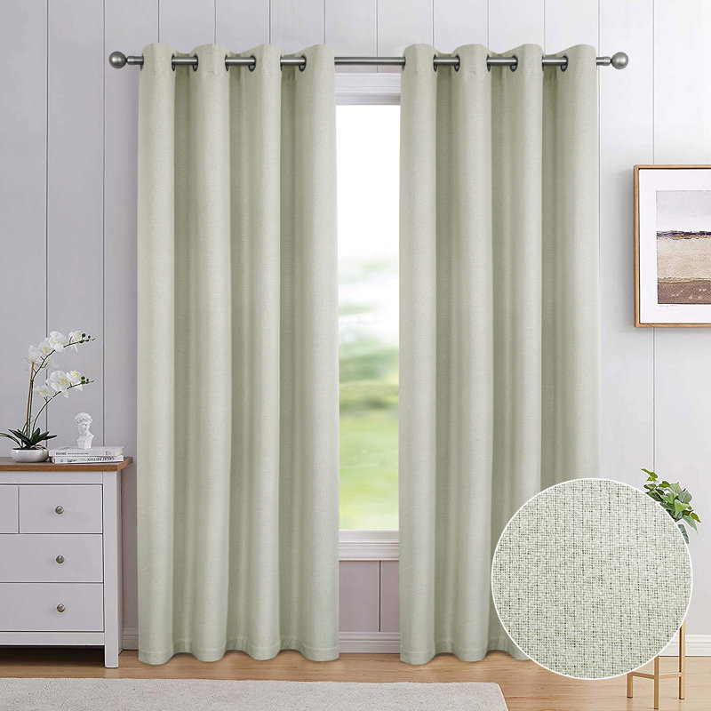 Aamia Blackout Curtain Pair, Cream, 274cm Width x 183cm Drop