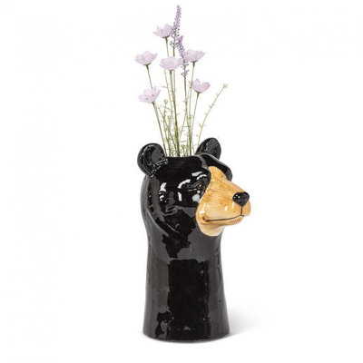 Black Bear Head And Neck Vase