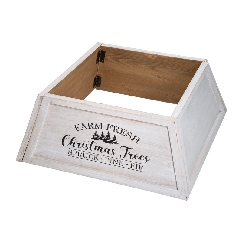 Colliers d'arbre de Noël trapézoïdaux en bois, Blanc, 26"