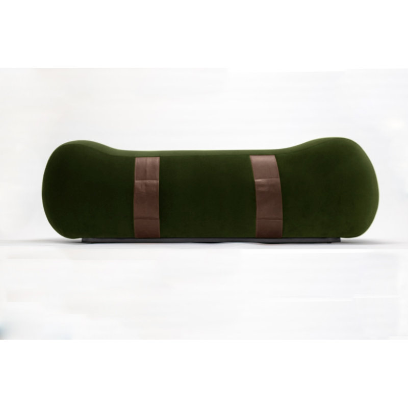 Milo Velvet Upholstered Bench, Evergreen/Creme Brulee