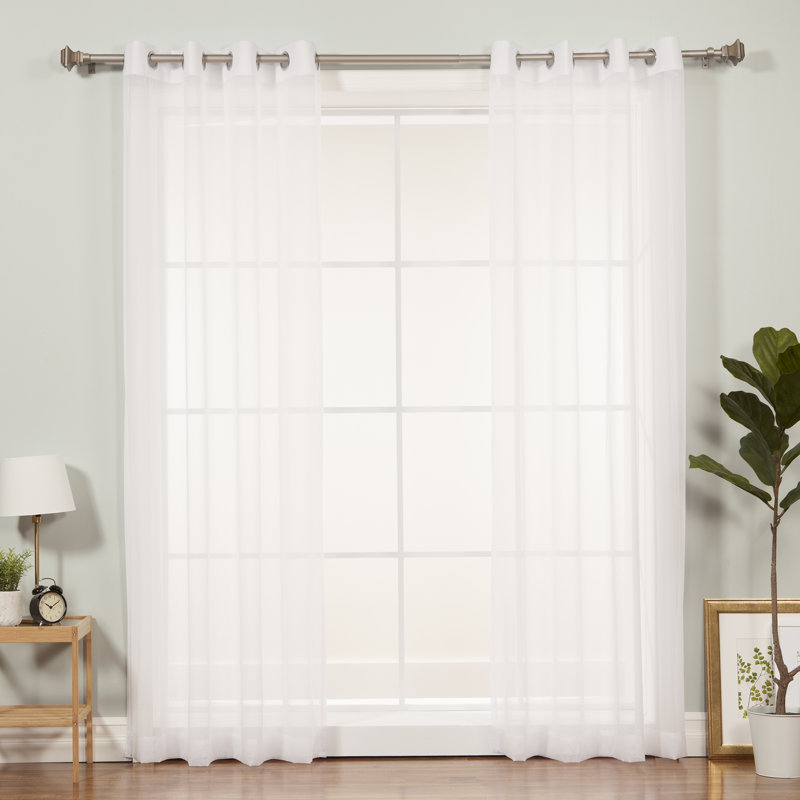 Paire de rideaux transparents avec œillets Maine, Blanc
