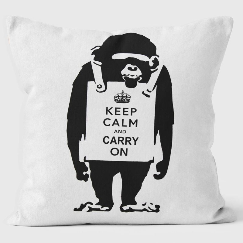 Keep Calm Chimp Banksy Inspired Graffiti Cushion