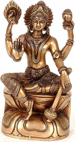 6" Handmade Brass Lord Vishnu Statue – Traditional Indian Preserver Deity, Spiritual Home Altar, Tabletop Indian Mythology Décor
