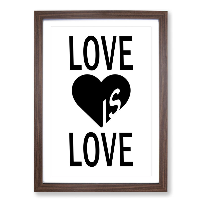 Love Is Love - Picture Frame Typography, 36cm H x 27cm W x 2cm D, Walnut Framed