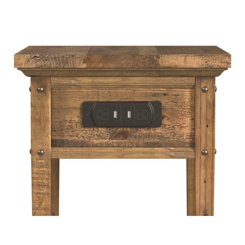 Eniileri Reclaimed Wood Charging End Table