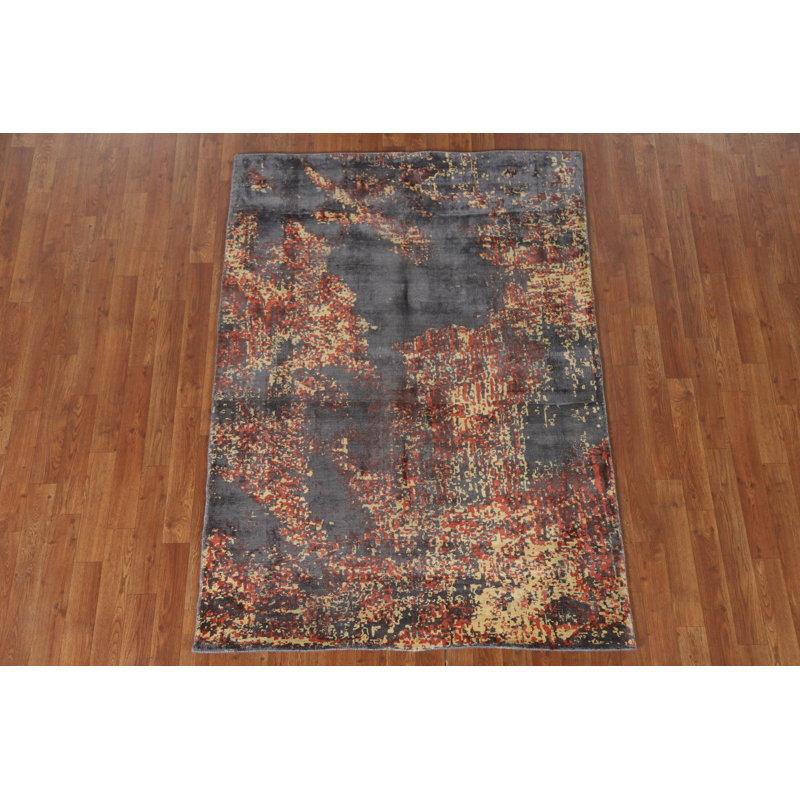 Tapis indien à motif abstrait All-Over 4 x 6