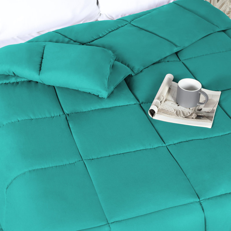 Édredon en duvet synthétique toutes saisons Grand Down - moelleux et hypoallergénique, Turquoise, Édredon double