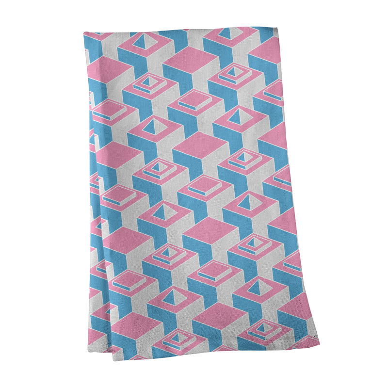 Serviette de thé skyscrapers Patricia Geoffrey, Rose / bleu / bleu sarcelle, Polyester sergé