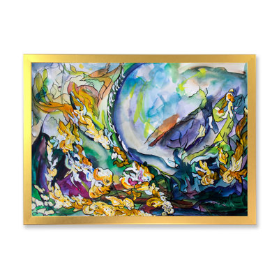 «Abstract Explosion of Yellow Blue and Green», peinture sur toile