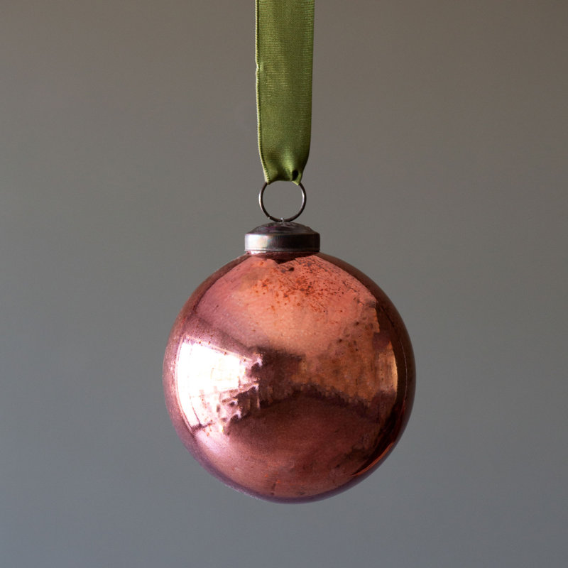 7.25'' Glass Ball Ornament, 7.25" H x 5.75" W x 5.75" D, Shiny Rose