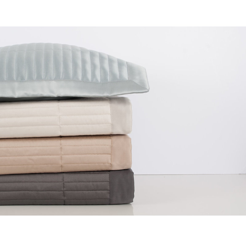 Channel Quilted Sateen Coverlet, Queen Coverlet / Bedspread, Oyster
